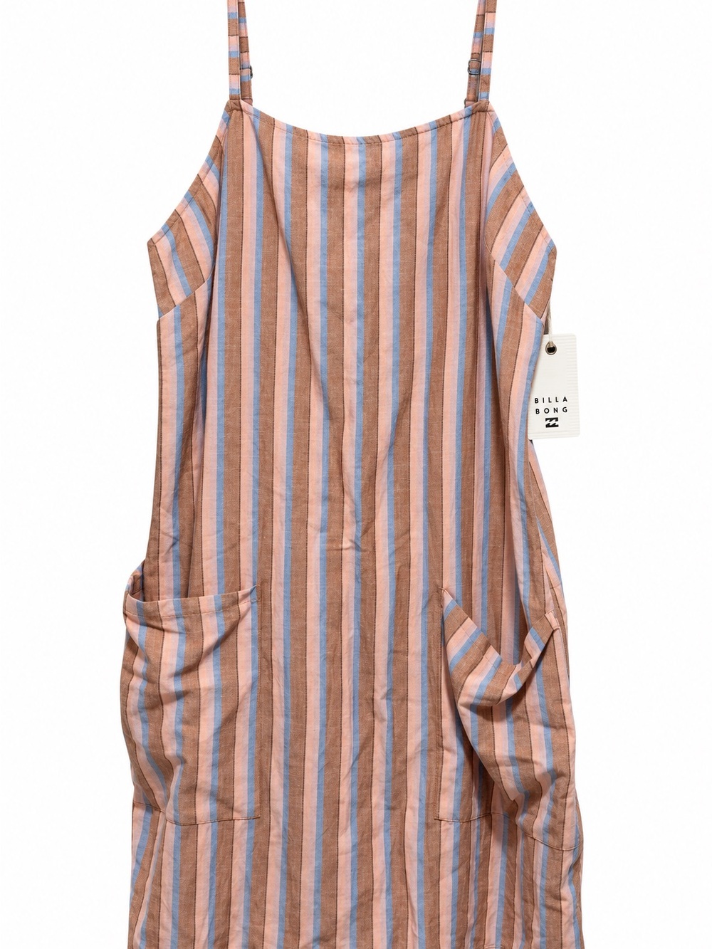 NWT Billabong Straight Round Striped Linen Blend Mini Dress Large L